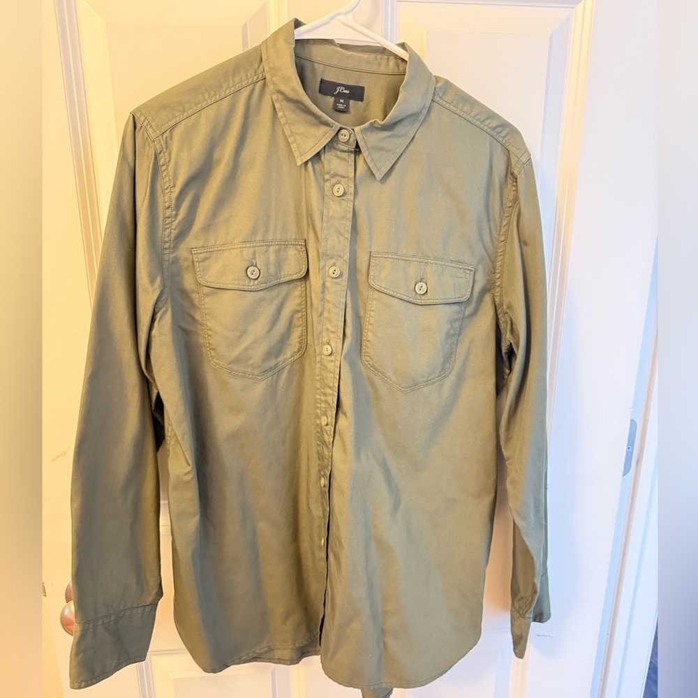 J.Crew Green Style G9520 Button-down Top Size Medium